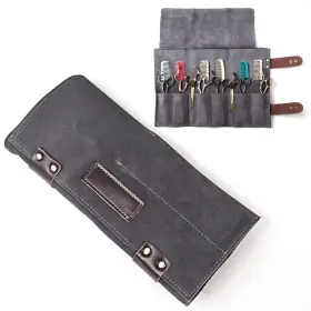 Honey Joy 060874905684 Salon Scissors Bag Roll Up 12 Pockets Genuine Leather Stylist Grooming Scisso