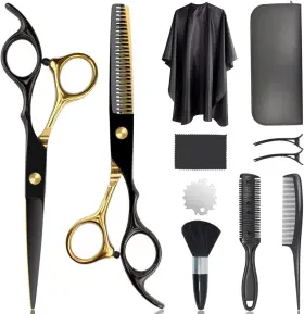 Hopopower 691041516355 Hair Cutting Scissors 10 In 1 Professional Shears Set With 6.7 Inch Stainless