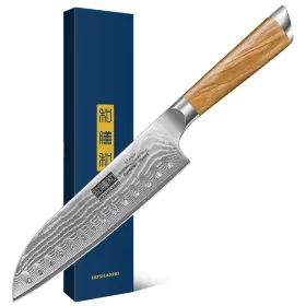 Hshpcs-2023-019 Hoshanho Damascus Santoku Knife 7 Inch Professional Japanese Super Steel Kit