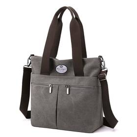 Hua Angel Ba-zcf102-gy Womens Canvas Tote Bag Lightweight Crossbody Purse Multi-pocket Du