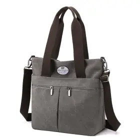 Ba-zcf102-gy Hua Angel Womens Canvas Tote Bag Lightweight Crossbody Purse Multi-pocket Du