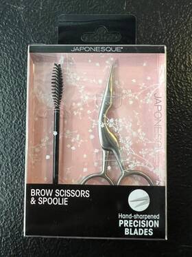 Japonesque 71a12009-a61c-43e Precision Brow Scissors With Spoolie Hand-sharpened Blades Stainless