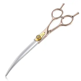 A-1632 Jason 7.5 Inch Dog Grooming Scissors - Professional Curved Shear With Ergonomic H