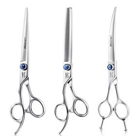 Jason Gou02zs-m.c-tz Left Handed 7 Inch Dog Grooming Scissors Set 3 In 1 Ergonomic Blending Cu