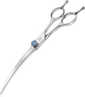 Jason Gou08-w 7 Inch Curved Dog Grooming Scissors Ergonomic Pets Cats 7.0 Silver