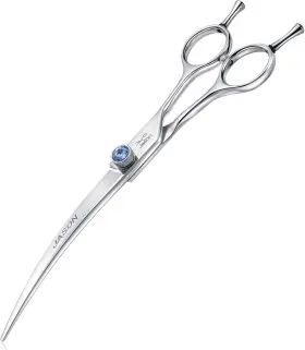 Gou08-w Jason 7 Inch Curved Dog Grooming Scissors Ergonomic Pets Cats 7.0 Silver