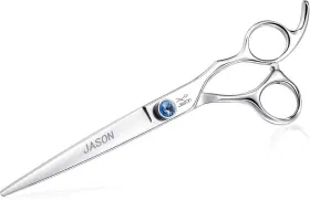 Gou08-z Jason 7 Inch Straight Dog Grooming Scissors Ergonomic Pets 7.0 Silver