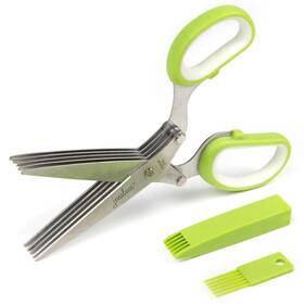 Jenaluca Fba Hs-1405 5 Blade Herb Scissors - Cut And Chop Fresh Herbs Leafy Greens Sala