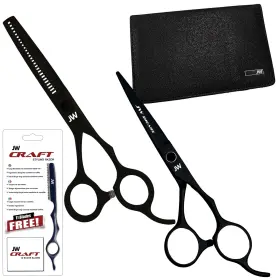 Jw Shears 850043360803 Professional Hairdressing Shear Thinner Razor And Case Set 6.0 Inch Black