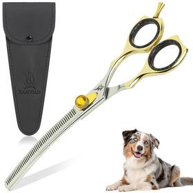 Kamvian K-313 Curved Dog Grooming Scissors 7.5 Inch Thinning Shears With 34 Teeth T