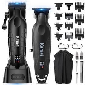 Kemei Jy-km-bundle-2293b-2290d-us 2293 2290d Cordless Hair Clippers For Men Professional Trimmer Men