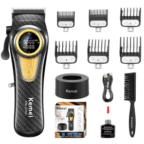 Km-2242noir Kemei 2242 Professional Hair Clippers For Men Cordless Barber Clipper With L