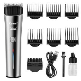 Kemei Km-2481 Silver Hair Clippers For Men Cordless Clipper Professional Barber C
