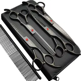 Az418comb Kingstar 7.0in Titanium Professional Dog Grooming Scissors Set Straight And Thinning C