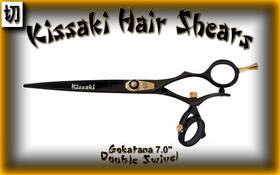 Kissaki K96-66356 7.0 Inch Gokatana Double Swivel Black Blk Hair Cutting Scissors Salon Shears