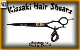 K96-66356 Kissaki 7.0 Inch Gokatana Double Swivel Black Blk Hair Cutting Scissors Salon Shears