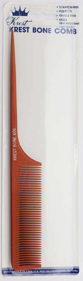 Krest 034687224695 Bone 9 Inch Rattail Comb - Professional Heat Resistant Detangling And S