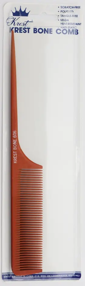 Krest 034687224695 Bone 9 Inch Rattail Comb - Professional Heat Resistant Detangling And S