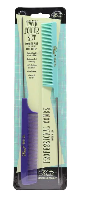 Krest 034687227207 Pintail Combs Weaving Foiling Fine Tooth Rattail Hair Cutting Comb Colo