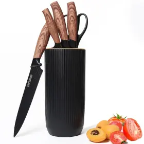 Lk-3301 Ladecora Black Professional 6-piece Knife Set With Ultra Sharp Stainless Steel Blades