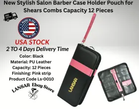 Ls-0010 Lansar Salon Barber Pu Leather Traveling Case Holder Pouch Accessories Bag Shears Combs