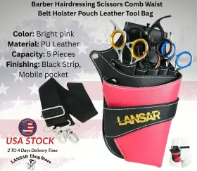 Ls-0013 Lansar Barber Hairdressing Scissors Comb Waist Belt Holster Pouch Leather Tool Bag