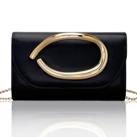 Lgtbltsspubk-1pc Larcenciel Leather Evening Clutch Purse For Women With 3d Gold Acrylic Handle And