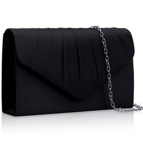 Larcenciel Lgxfrmhstxbk-1pc Elegant Satin Evening Clutch Purse For Women Formal Pleated Envel