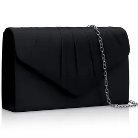 Lgxfrmhstxbk-1pc Larcenciel Elegant Satin Evening Clutch Purse For Women Formal Pleated Envel