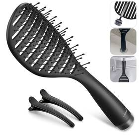 Lavone 774494586745 Curved Vented Hairbrush Faster Blow Drying - Detangling Brush With Built In C