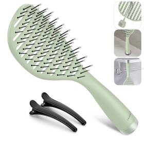 Lavone 774494619504 Curved Vented Hairbrush Faster Blow Drying Detangler Brush With Built-in Cle
