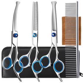 Lengnoyp B2854 5 In 1 Upgraded Thicken Dog Grooming Scissors Professional Blue