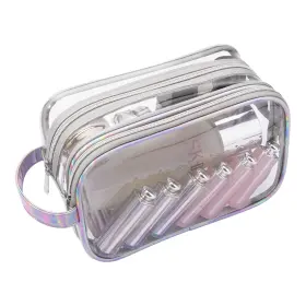 Makeupbag-3 Lermende Clear Makeup Bag 2 Layer Water-resistant Large Portable Transpa