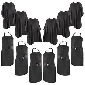 Liitrsh Liitrsh-tsv-hduehkaj82 12 Pc Hair Salon Accessories Set 6 Aprons With Pockets Caps Wate