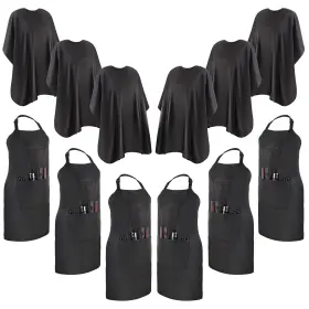 Liitrsh-tsv-hduehkaj82 Liitrsh 12 Pc Hair Salon Accessories Set 6 Aprons With Pockets Caps Wate