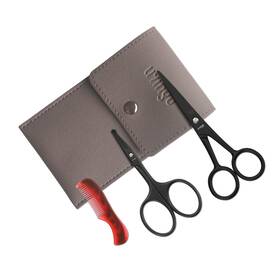 Livingo Mb02 Sharp 4.5 Inch Mustache Scissors 3.5 Round Tip Nose Hair Small Comb W