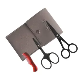 Mb02 Livingo Sharp 4.5 Inch Mustache Scissors 3.5 Round Tip Nose Hair Small Comb W
