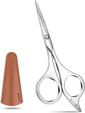 Lobodt 313037843855 Professional Beard Scissors 4.9 Inch Silver Small Sharp Stainless Steel Barber