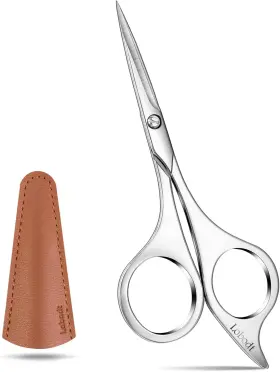 Lobodt 313037843855 Professional Beard Scissors 4.9 Inch Silver Small Sharp Stainless Steel Barber