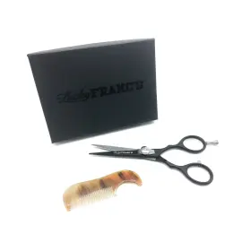 00-0352 Lucky Francs Beard Grooming Kit With Japanese Scissors And Ox Horn Handm