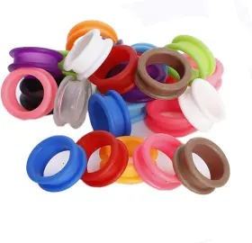 Luzen 723849038644 12pcs Soft Silicone Scissors Finger Ring Barber Hair Shears Multicolored