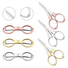 Lzymsz 432173392486 6pcs Folding Scissors Portable Stainless Steel Travel Glasses-shap