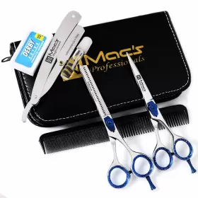 Macs Razor Products 431000010725 Professional Barber Razors Edge Hair Cutting Scissors 5 Pcs Set 6 Inch Barbe