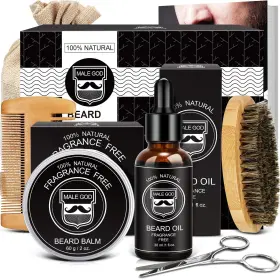 Male God 714735045495 Stocking Stuffers For Men Beard Kit With Comb Brush Oil Bal