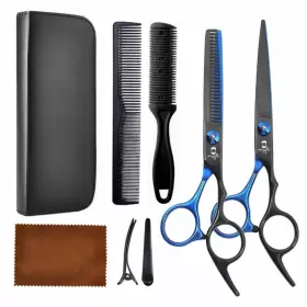 Master Go 778862964456 8 Pcs Hair Cutting Scissors Kitblack Blue Professional Home Barb