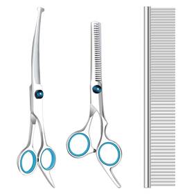 Maxshop 779605369651 Dog Grooming Scissors With Safety Round Tips Heavy Duty Titanium Pet