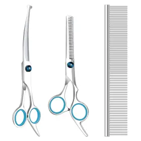 Maxshop 779605369651 Dog Grooming Scissors With Safety Round Tips Heavy Duty Titanium Pet