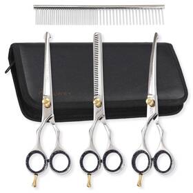Melwey 648564075630 Left-handed Pet Dog Grooming Scissors Set Pro-grade Curved Shears For Dogs Ca
