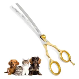 Mfuns-27 Mfuns 737558951477 7.5 Inch Curved Thinning Shears For Dogs And Cats 34 Tooth Professiona