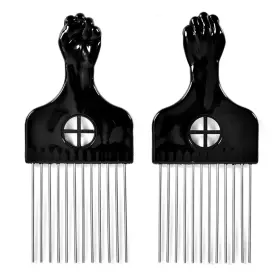 5wh3 Modsight 2 Pack Hair Picks For Afro Curly Styling - Metal Hairdressing Tools